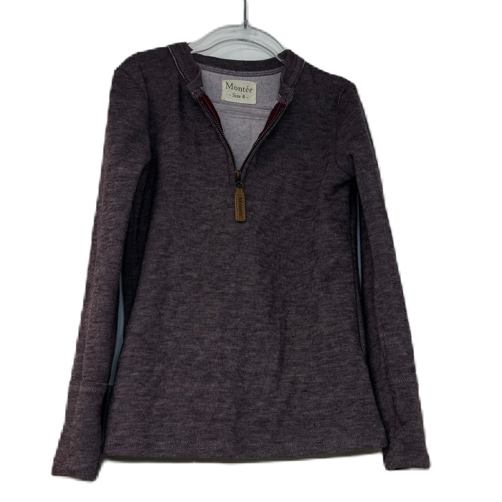 Montee girls sz 8 maroon half zip long sleeve top casual classic everyday fun